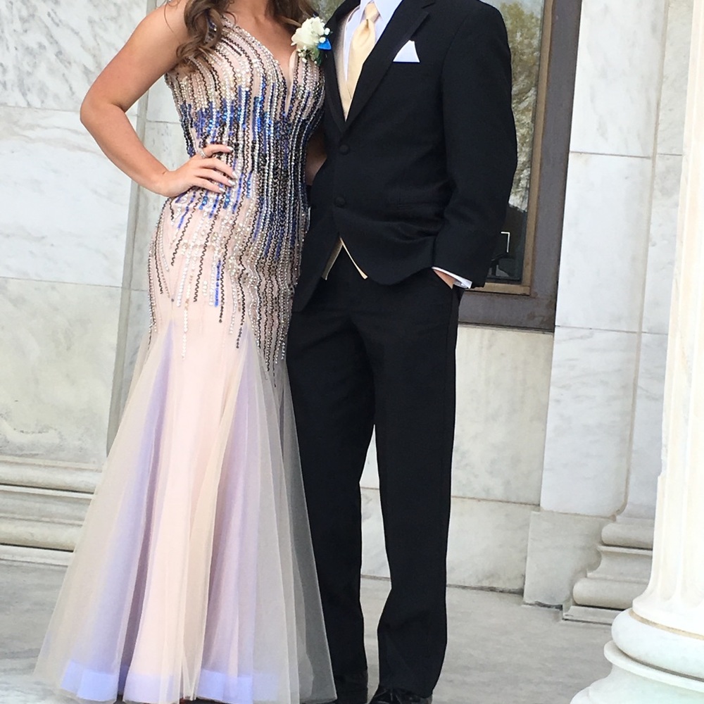 Atlas Bridal Long Beaded Prom Dress